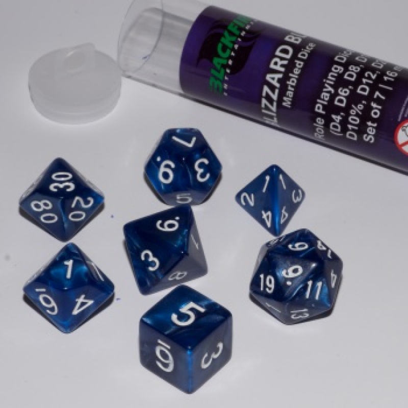 Blackfire Dice - 16mm Role Playing Dice Set - Blizzard Blue (7 Dice)