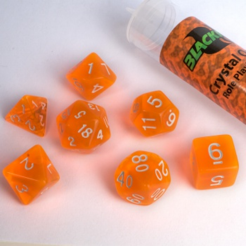 Blackfire Dice - 16mm Role Playing Dice Set - Crystal Orange (7 Dice)
