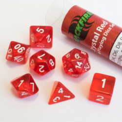 Blackfire Dice - 16mm Role Playing Dice Set - Crystal Red (7 Dice)