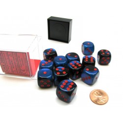 Chessex Gemini 16mm d6 with pips Dice Blocks (12 Dice) - Black-Starlight w/red