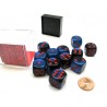 Chessex Gemini 16mm d6 with pips Dice Blocks (12 Dice) - Black-Starlight w/red