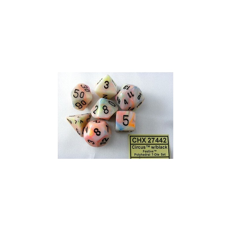 Chessex Festive Mini-Polyhedral Circus/black 7-Die set