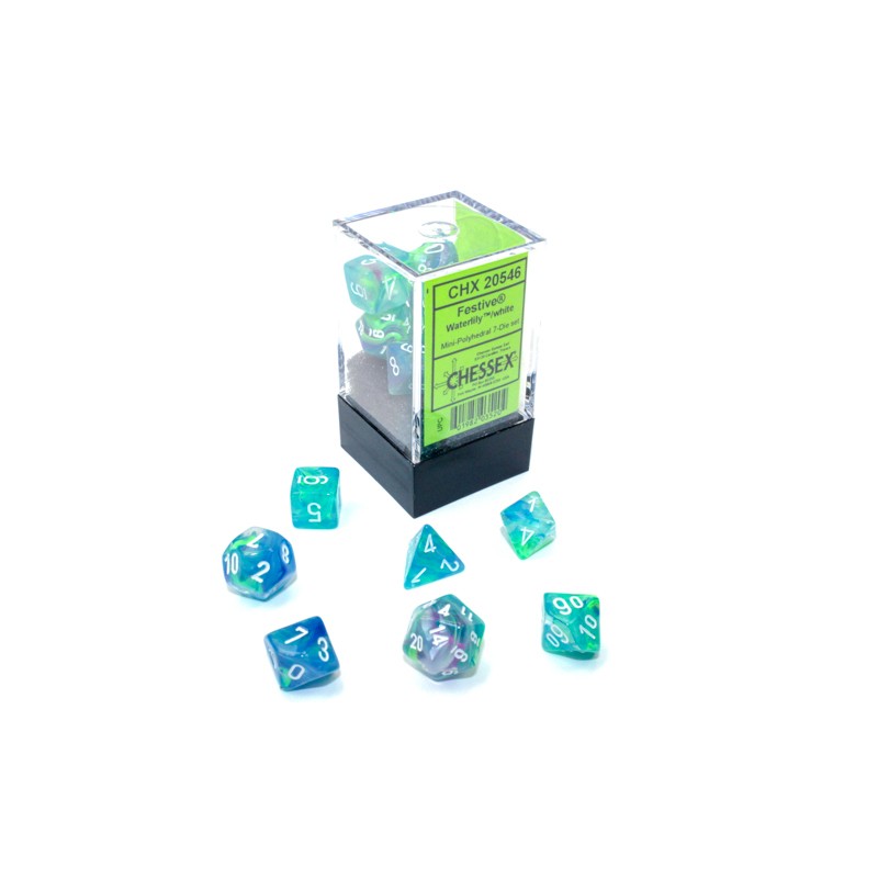 Chessex Festive Mini-Polyhedral Waterlily/white 7-Die set