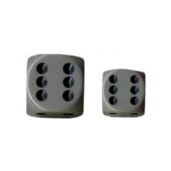Chessex Opaque 16mm d6 with pips Dice Blocks (12 Dice) - Grey w/black