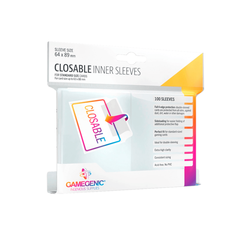 64x89 mm - Gamegenic Sleeves, Closable Inner Sleeves, 100 Pcs.