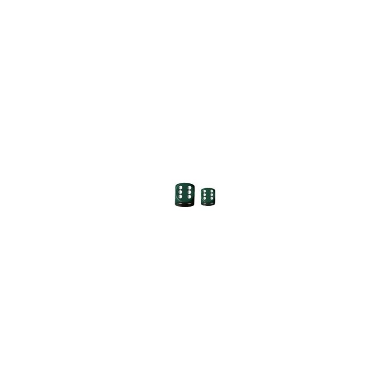 CHESSEX OPAQUE 16 mm D6 (12 DICE) - GREEN W/WHITE
