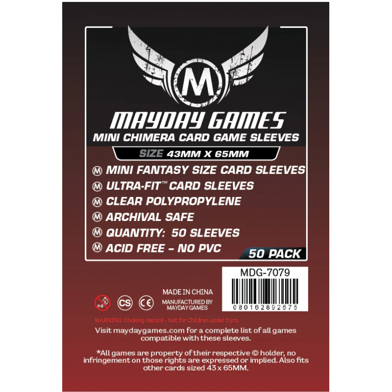 43x65 mm - Mayday Games Sleeves, Premium Mini USA Chimera, 50 Pcs.